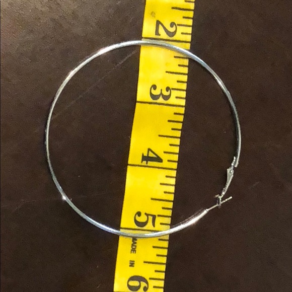 925 Sterling Silver Big Hoop Earrings Diameter 8cm - Picture 2 of 7